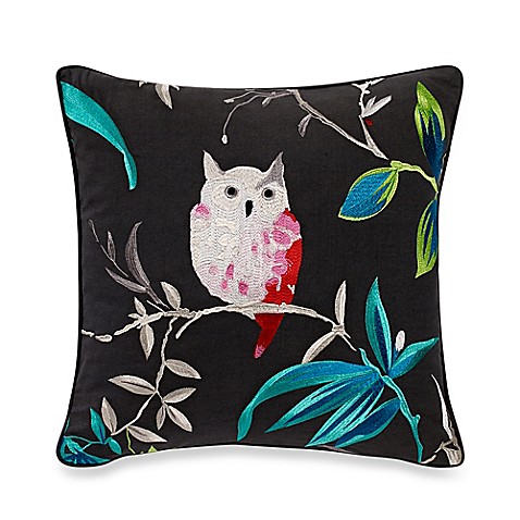 kate spade new york Trellis Blooms Owl Square Throw Pillow in Grey - Bed Bath & Beyond