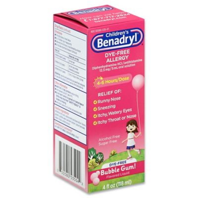 Children's Benadryl® 4 oz. Dye-Free Allergy Liquid in Bubble Gum ...