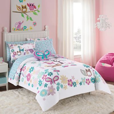 VCNY Forest Friends Comforter Set in Turquoise/Purple - Bed Bath & Beyond