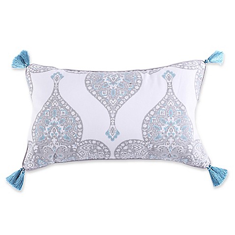 Levtex Home Massana Screenprint Tassel Throw Pillow in Grey/Blue - Bed Bath & Beyond