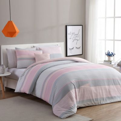 VCNY Home Stockholm Comforter Set in Pink/Grey - Bed Bath 
