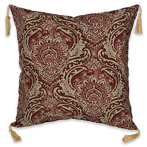 Bombay&reg; Venice 16-Inch Square Outdoor Throw Pillow with Tassels in Pomegranate