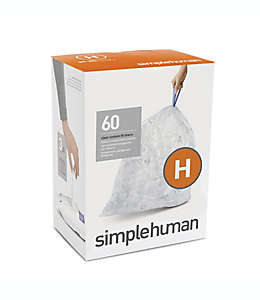 Bolsas ajustables de plástico para basura código H simplehuman® de 30-35 L, Paquete de 60 transparentes
