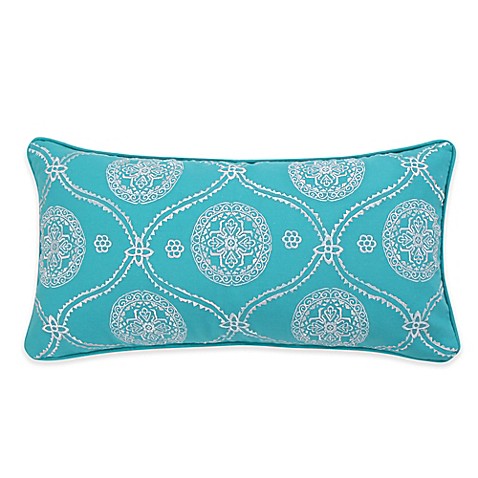 Levtex Home Madalyn Embroidered Oblong Throw Pillow in Teal - Bed Bath & Beyond