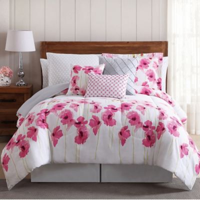 Springfield Floral 12-Piece Comforter Set in Pink/White ...