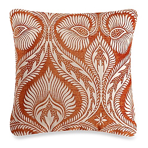 Make-Your-Own-Pillow Burma Damask Square Throw Pillow Cover in Rust - Bed Bath & Beyond
