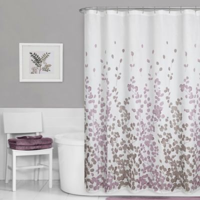 Maytex Leaf Print Shower Curtain in Purple - Bed Bath & Beyond