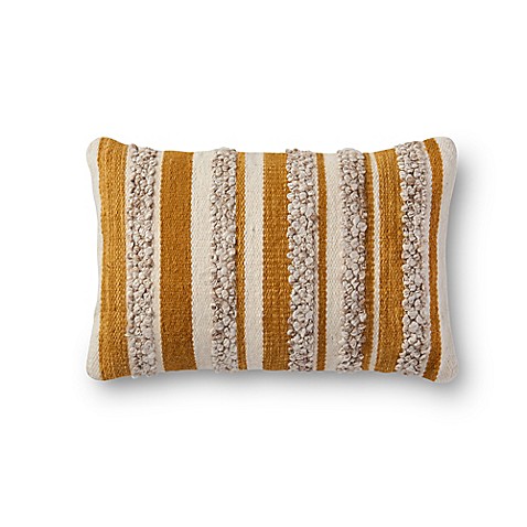 Magnolia Home by Joanna Gaines Zander Oblong Throw Pillow in Gold/Ivory - Bed Bath & Beyond