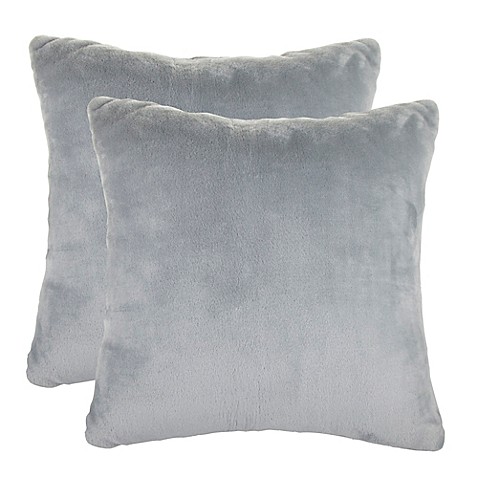 Buy Solid Faux Fur Square Throw Pillow in Light Grey (Set of 2) from Bed Bath & Beyond