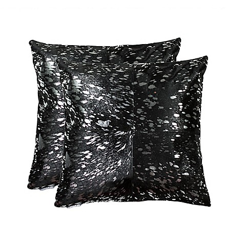 Buy Natural Cowhide Square Throw Pillow in Black/Silver from Bed Bath & Beyond