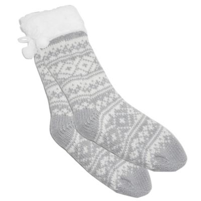 Women's Sherpa Lined Crew Socks with Pom Poms - Bed Bath & Beyond