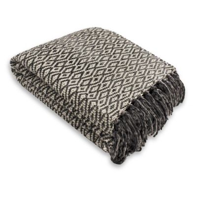 Diamond Chenille Throw Blanket in Grey