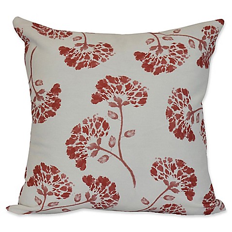 Buy E by Design April Floral Print Square Throw Pillow in Coral from Bed Bath & Beyond