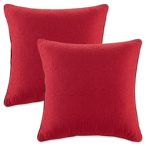 Buy Madison Park Quebec 20-Inch Square Throw Pillows in Red (Set of 2) from Bed Bath & Beyond