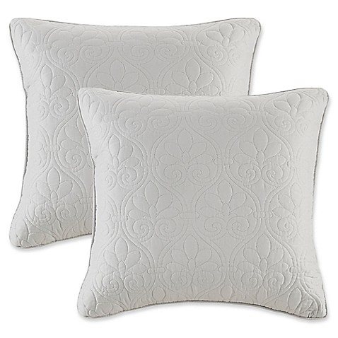 Buy Madison Park Quebec 20-Inch Square Throw Pillows in Grey (Set of 2) from Bed Bath & Beyond