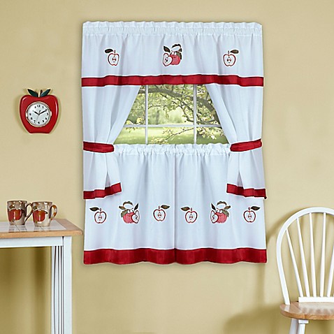 Buy Achim Gala 36Inch Kitchen Window Curtain Tier Pair and Valance in Red from Bed Bath  Beyond