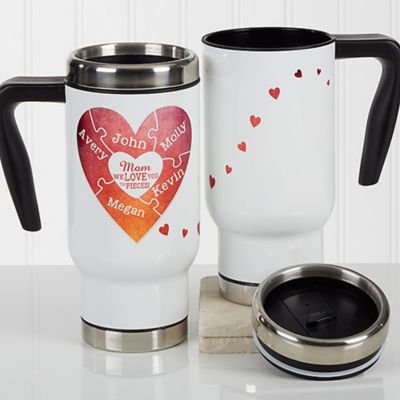 We Love You To Pieces 14 oz. Commuter Travel Mug in White - Bed Bath ...