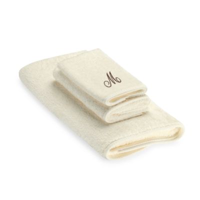 avanti premier ivory and brown monogram hand towe