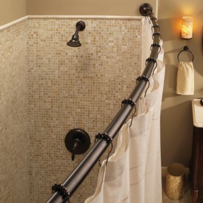 Moen\u00ae Adjustable Curved Old World Bronze Shower Rod  Bed Bath \u0026 Beyond