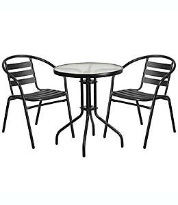 Set de muebles para patio de metal color transparente/negro, 3 piezas
