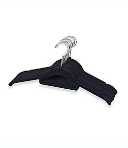 Ganchos de plástico aterciopelados para camisas Real Simple® Slimeline color negro, Set de 12 