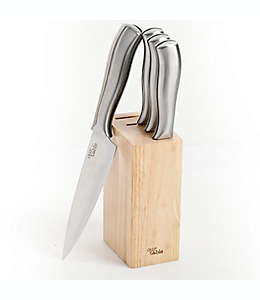 Juego de cuchillos dentados con base Our Table™ de acero inoxidable, 5 piezas