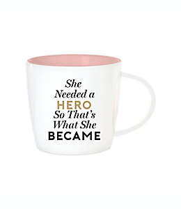 Taza de cerámica Giftcraft con frase "She Needed A Hero..." color blanco