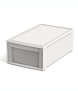 Caja grande apilable para almacenamiento bajo la cama Simply Essential™ de plástico, color blanco