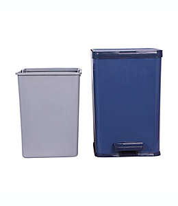 Bote de basura de plástico Simply Essential™ con pedal color azul/gris