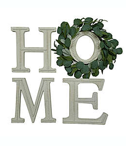 Letrero de madera Bee & Willow™ "Home" con follaje artificial, 4 piezas