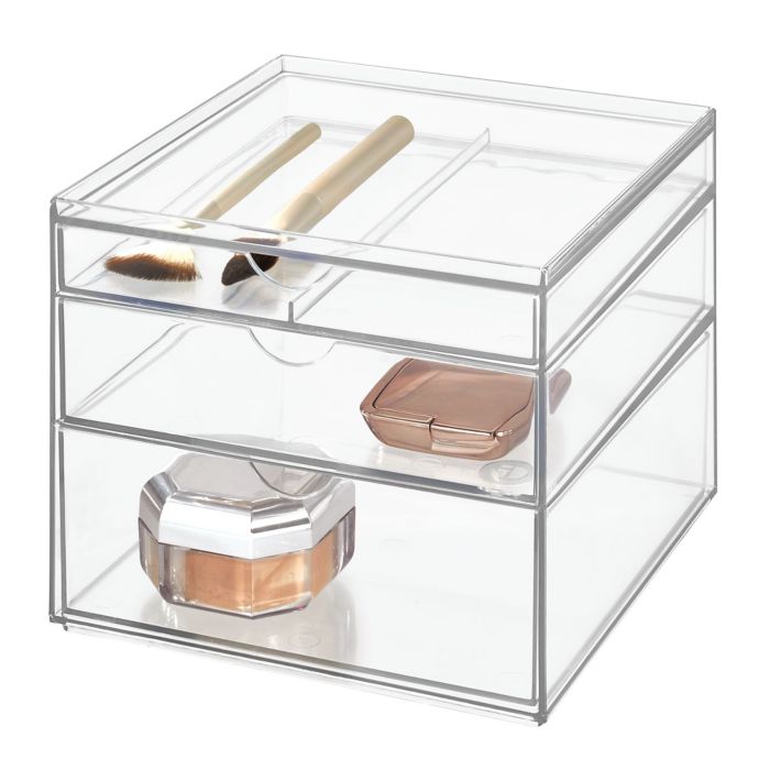 Organizador de plástico Squared Away™ para cosméticos con 3 cajones