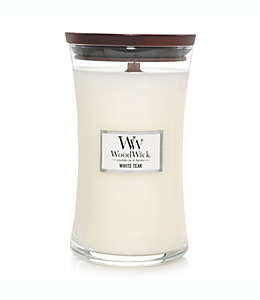 Vela en vaso grande WoodWick™ White Teak de 609.51 g color marfil
