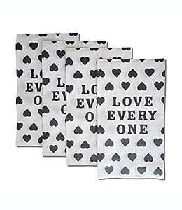 Toallas desechables de papel Wild Sage™ con diseño de corazones color blanco y negro, 32 pzas.