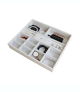 Organizador apilable para joyería Squared Away™ con 20 compartimentos color blanco coco