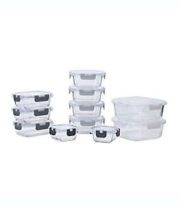 Set de contenedores para alimentos de vidrio Simply Essential™ color gris, 22 piezas