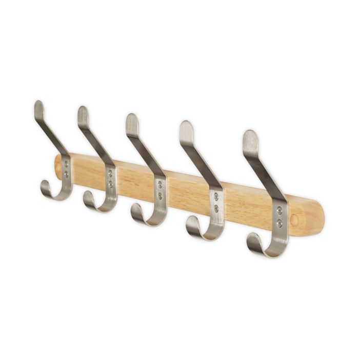 Perchero de pared de madera de caucho Emme, 10 Gancho