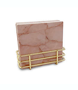 Portavasos cuadrado de dolomita Thirstystone® color rosa con soporte, Set de 4 