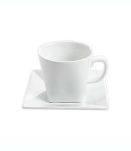 Taza con plato cuadrado de porcelana Our Table™ Simply White, 2 piezas