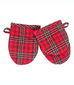 Mini guantes de cocina de algodón Bee & Willow™ con diseño a cuadros color rojo, Set de 2