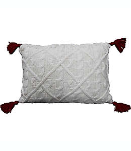 Cojín decorativo rectangular de algodón Bee & Willow™ con borlas color blanco leche/rojo