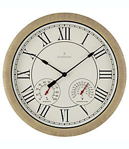 Reloj de plástico para pared Everhome™ con termómetro e indicador de humedad color natural