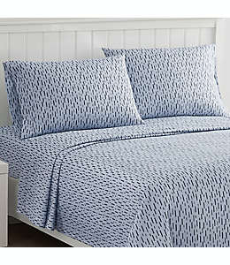 Set de sábanas matrimoniales de microfibra Simply Essential™ con estampado color azul/blanco