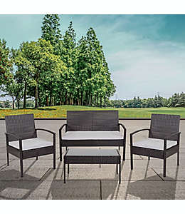 Set de muebles para patio de metal Flash Furniture™ Aransas color negro/gris, 4 piezas