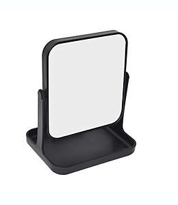 Espejo doble de tocador de plástico Simply Essential™ con aumento color negro