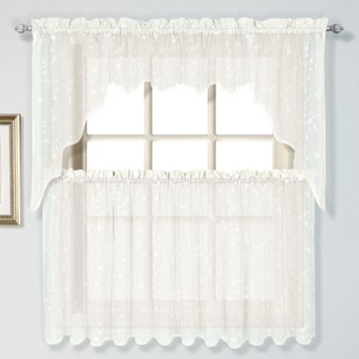 Savannah Linen Window Curtain Panel and Valance in Oyster - Bed Bath ...