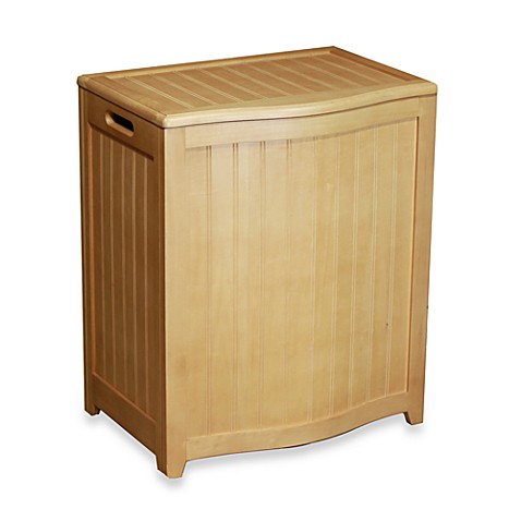 Buy Oceanstar Bowed Front Wood Laundry Hamper in Natural 