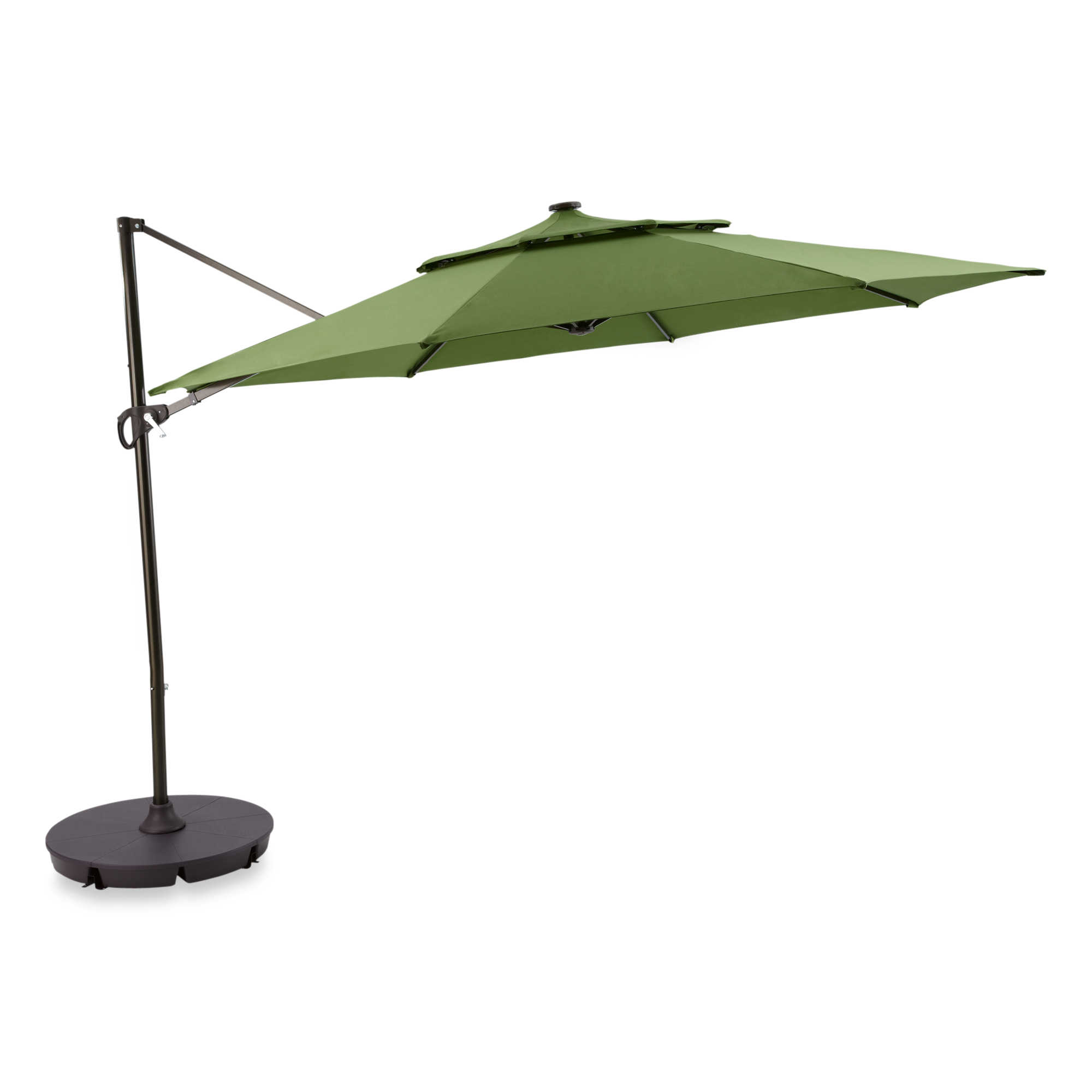 11 Foot Ft Round Umbrella Cantilever Tilting Offset Solar Led Patio Shade Canopy Ebay 