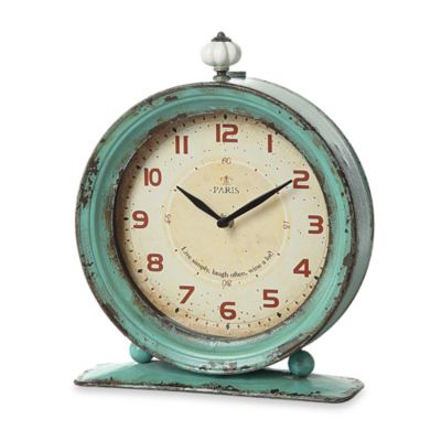 op creative clock tabletop aqua metal bedbathandbeyond