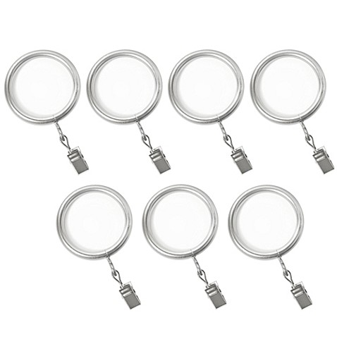 Curtains Ideas brushed nickel curtain rings : Cambria® Premier Complete Clip Rings in Brushed Nickel (Set of 7 ...