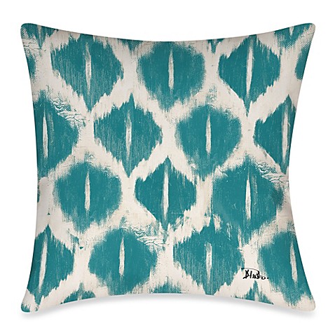 Colored IKats 3 Square Outdoor Throw Pillow in Blue - Bed Bath & Beyond